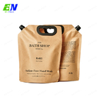 Eco Friendly Customized Printing Brown Kraft Paper Refill Shampoo Stand Up Spout Pouch With Handle