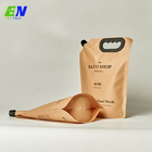 Customized 2L Kraft Paper Spout Pouch With Handle For Liquid Packaging