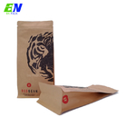 Natural Brown Kraft Paper Flat Bottom Resealable Valve Coffee Pouch
