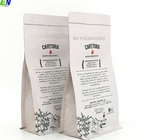 Compostable 250gr 500gr 1kg Kraft Paper PLA Box Bottom Coffee Packaging Bags Valve