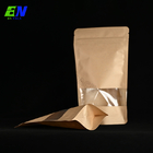 Kraft Paper Food Packaging Pouch No Printing Stock Pouch With Window