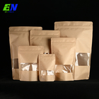 100% Biodegradable No Printing Stock Brown Kraft Paper Pouch Food Grade Packaging Bag