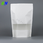 Stock Plain Stand Up Resealable Food Grade White Kraft Paper Bags With Window For Snack