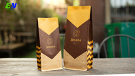 Flat Bottom Kraft Paper Bag Kraft Paper Packaging For Coffee Bean With Valve