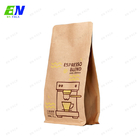 Kraft Paper Flat Bottom Coffee Pouch With One Way Degassing Valve