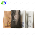 Kraft Paper Flat Bottom Coffee Pouch With One Way Degassing Valve