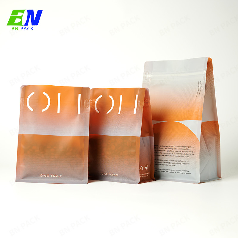 Custom Logo Flat Bottom Coffee Packaging Bag Self-Sealing Coffee Pouch With Air Valve