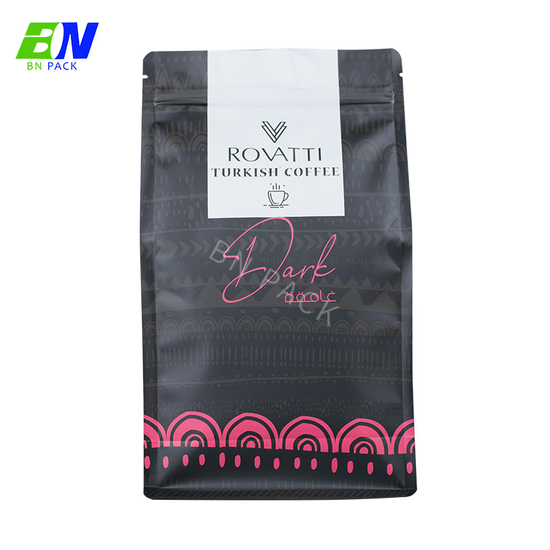 Recyclable Coffee Matte Flat Bottom Bag Packaging 16oz Food Grade