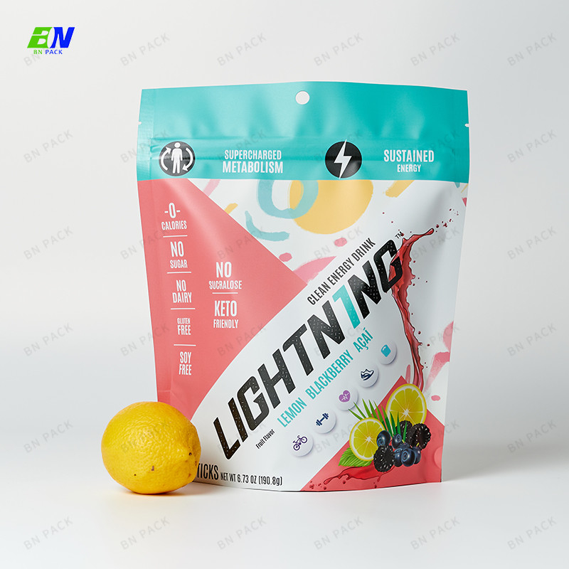 High Barrier Stand Up Pouch For Energy Drink Powder Sachet Food With Zip