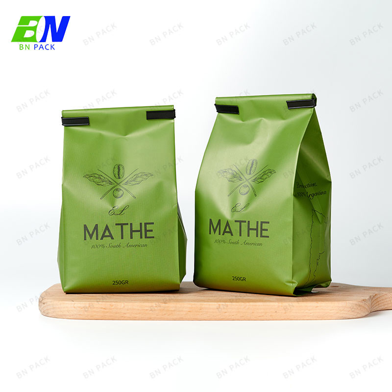 250g Black Roasted Coffee Bag Matt Finish Side Gusset Pouch With Zipper