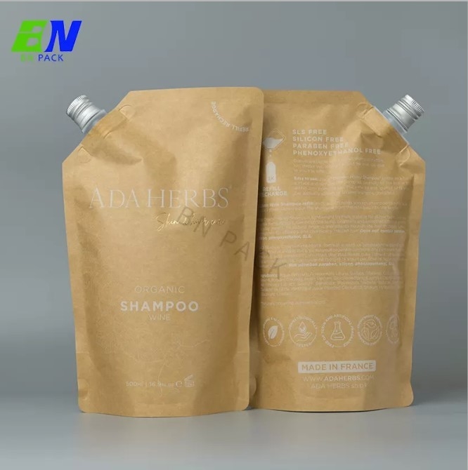 Eco friendly Kraft Paper Nozzle Pouch for Coffee Drink Juice Liquid Jelly Milk