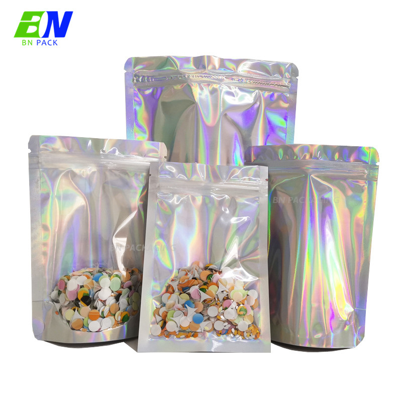 Smell Proof Die Cut 3.5g Holographic Mylar Bag Custom Gummies Edible Candy Printed Bag