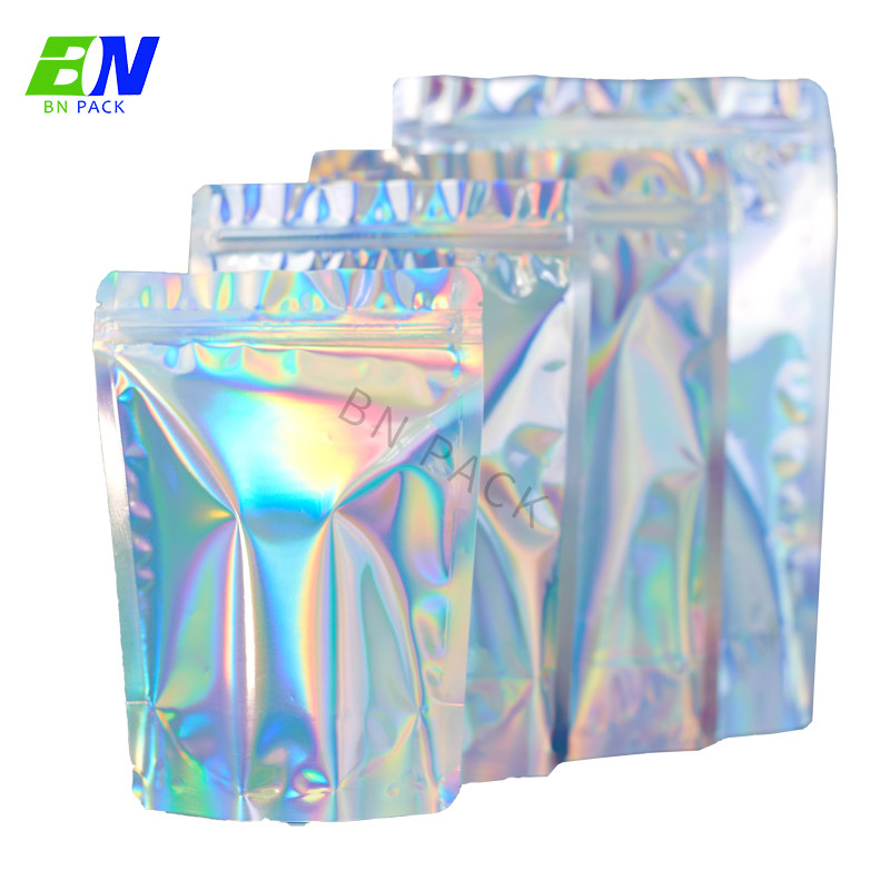 Rainbow Plastic Holographic Mylar Bag PP OPP Resealable Foil Pouch