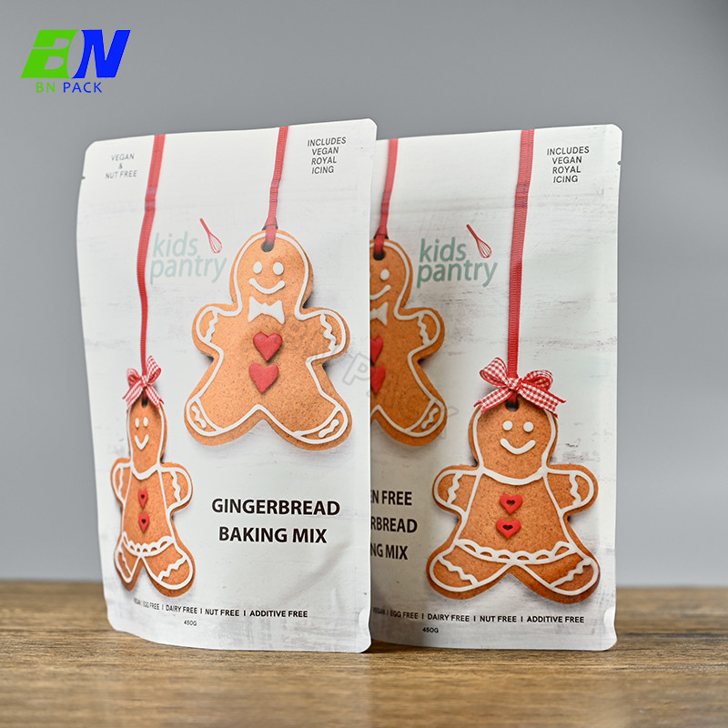 Compostable Baking Powder Bags Food Grade Paper Bags With Ziplock