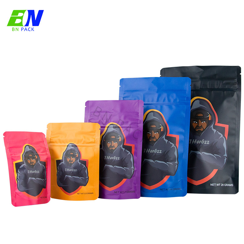 Child Proof Cannabis Bags 3.5g 7g Edibles Stand Up Pouch With Logo