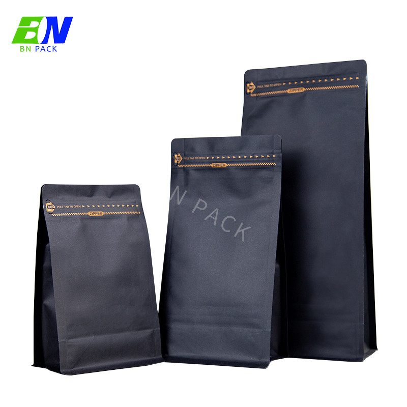 Custom Printed Coffee Bag Packaging Black Paper Bag For Coffee Bean