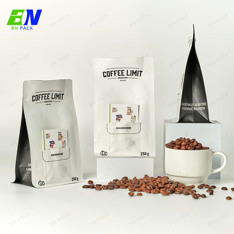 Custom Coffee Packaging Printed Coffee Bag With Pocket Paper Bags For Coffee