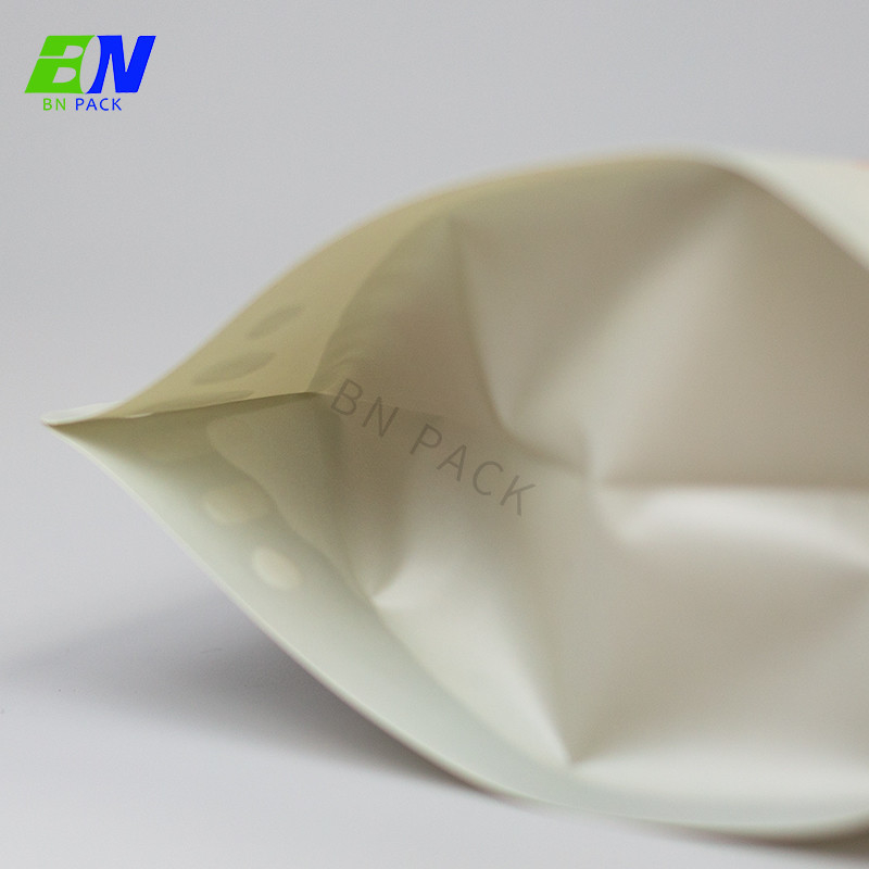 Plastic Compostable Biodegradable Stand Up Pouch With PLA Zipper For Per Food Packaging