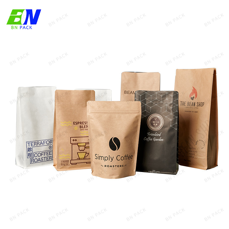 Kraft Paper Food Packaging Pouch Coffee Bag Stand Up Packing Zipper Pouch Bags For Food