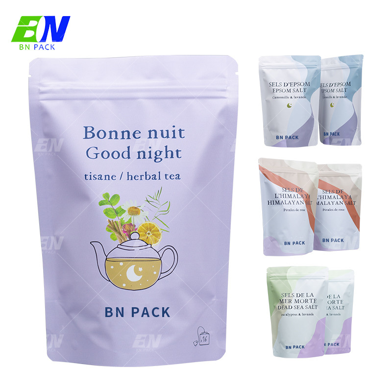 Wholesale Tea Packaging Bag Eco Fridendly Standing Up Pouch Plastic Material With Zipper
