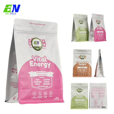 Digital Printing Matte Finish Plastic Flat Bottom Pouch Foil Barrier With Resealable Zipper